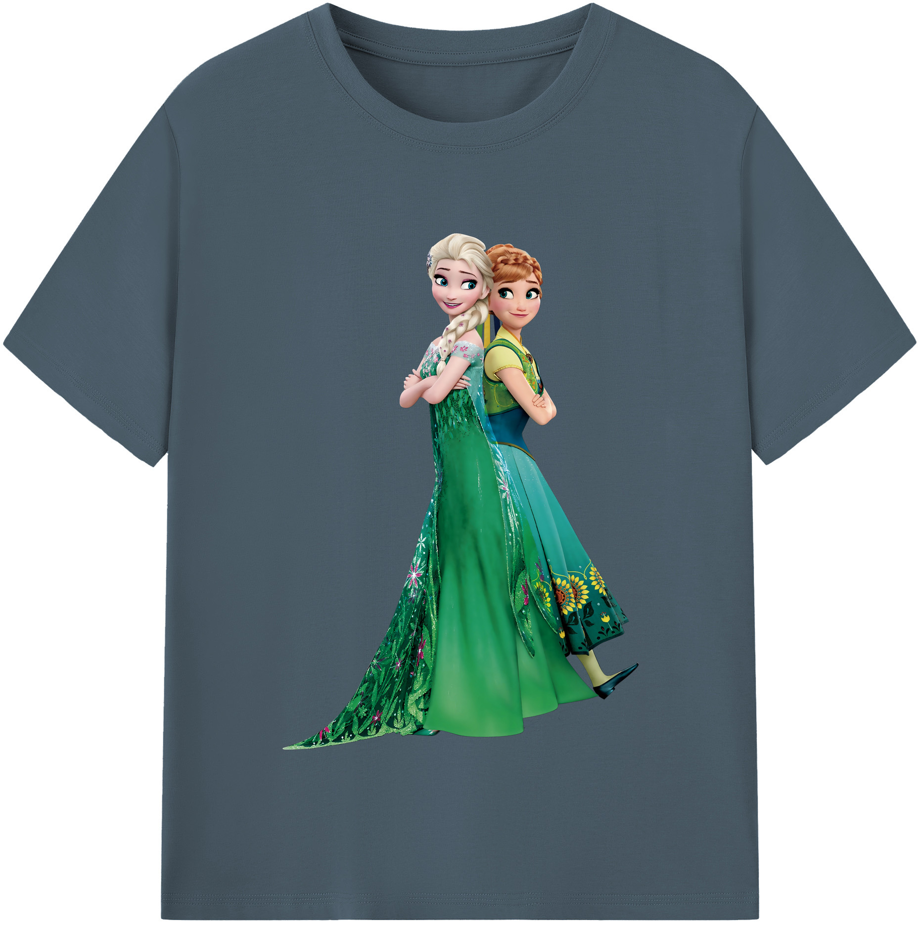 （画像用） アナと雪の女王 アンナ エルサ Frozen Anna Elsa 綿100％半袖Tシャツ（フロントプリント）